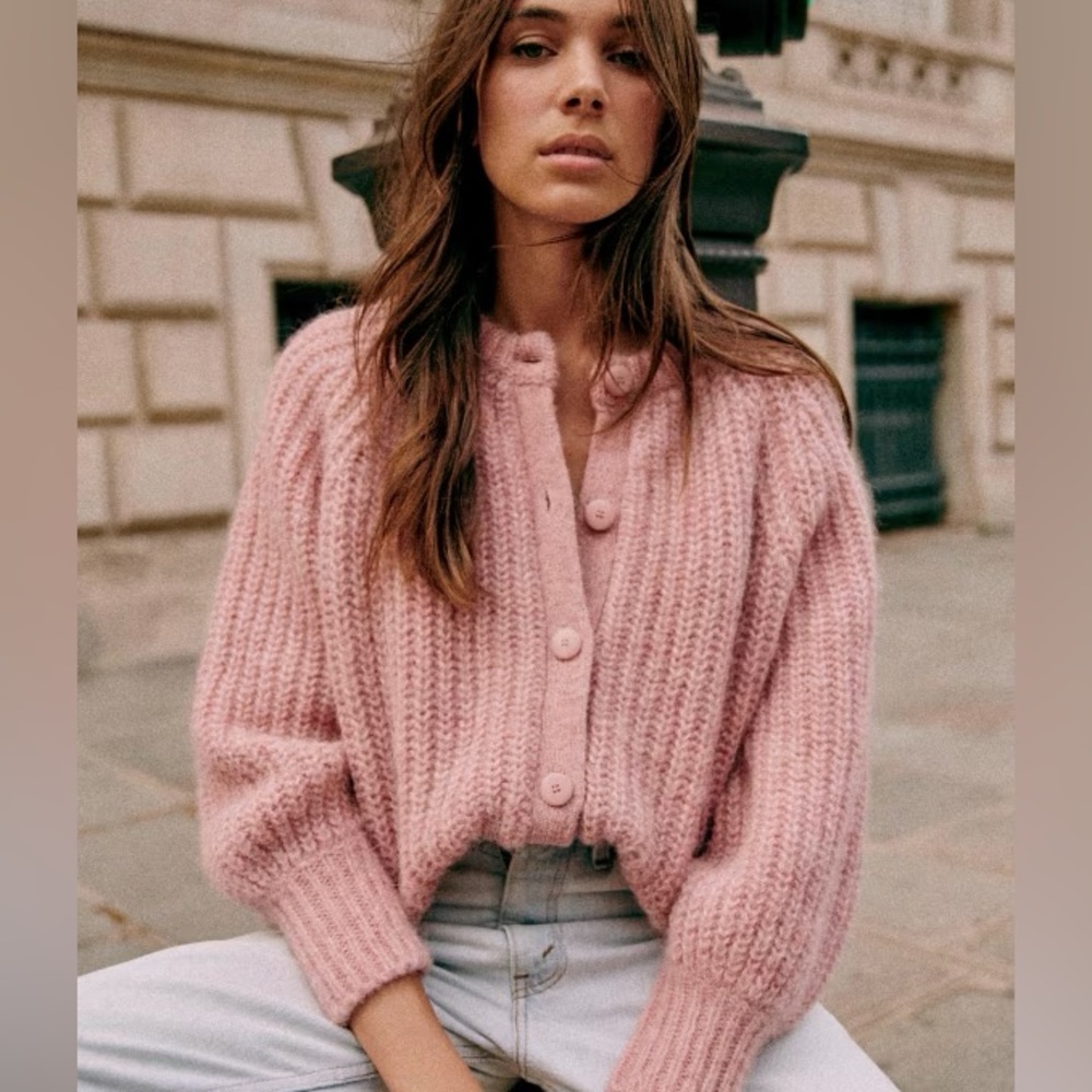 Sezane Pink Women's Cardigan Sweater